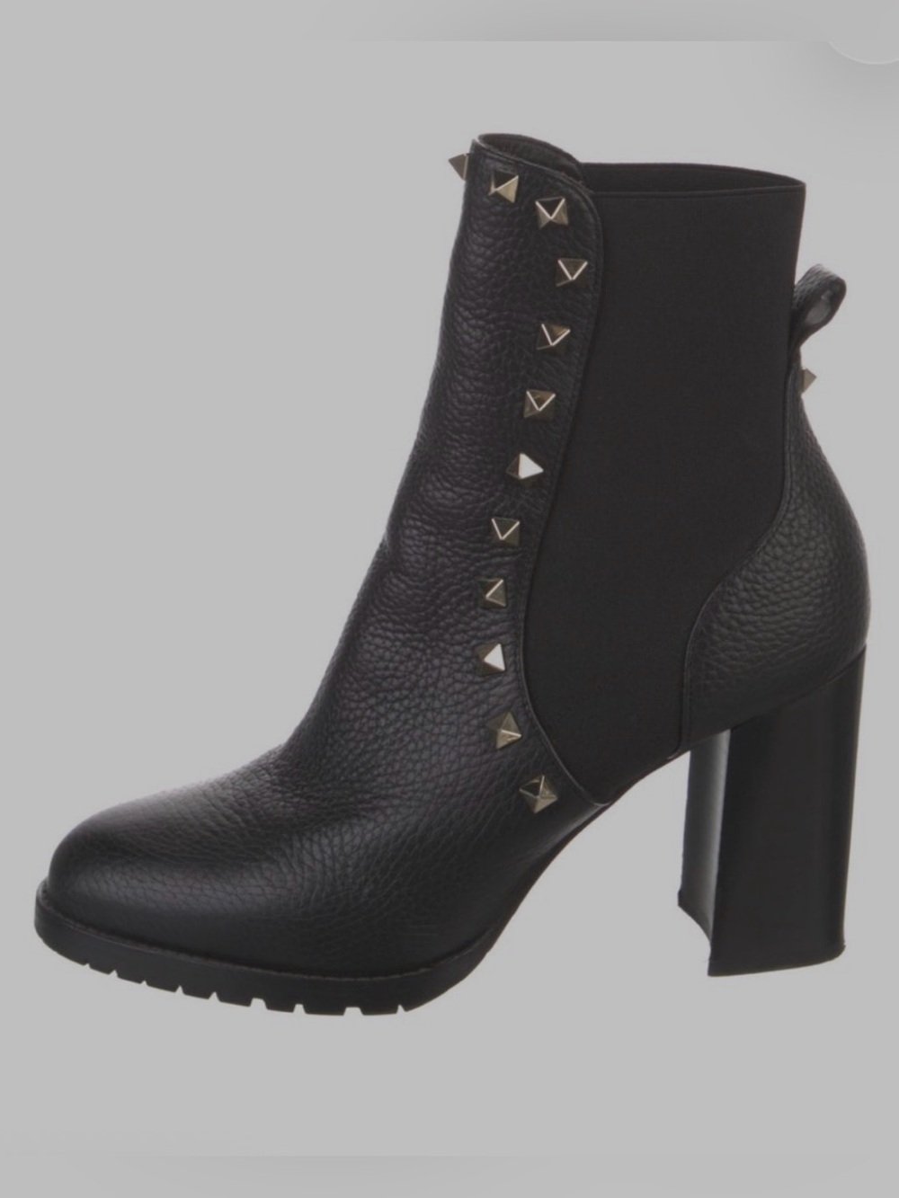 Valentino Chelsea Boot Stud Black Leather Ankle Boot - Women 38.5